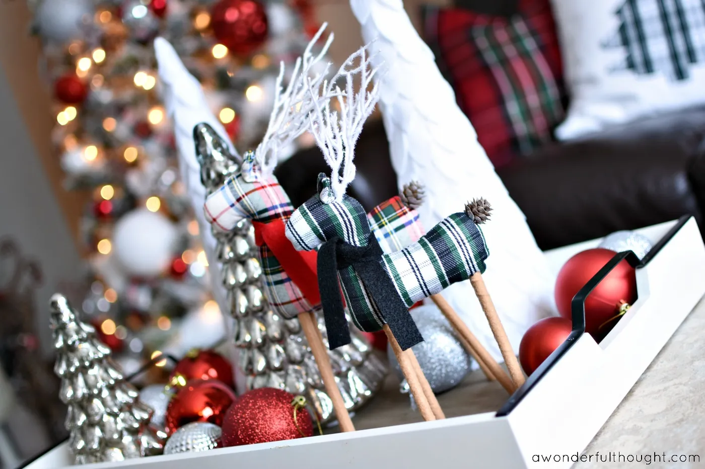 Red, Green and Plaid Christmas Tree - A Wonderful Thought