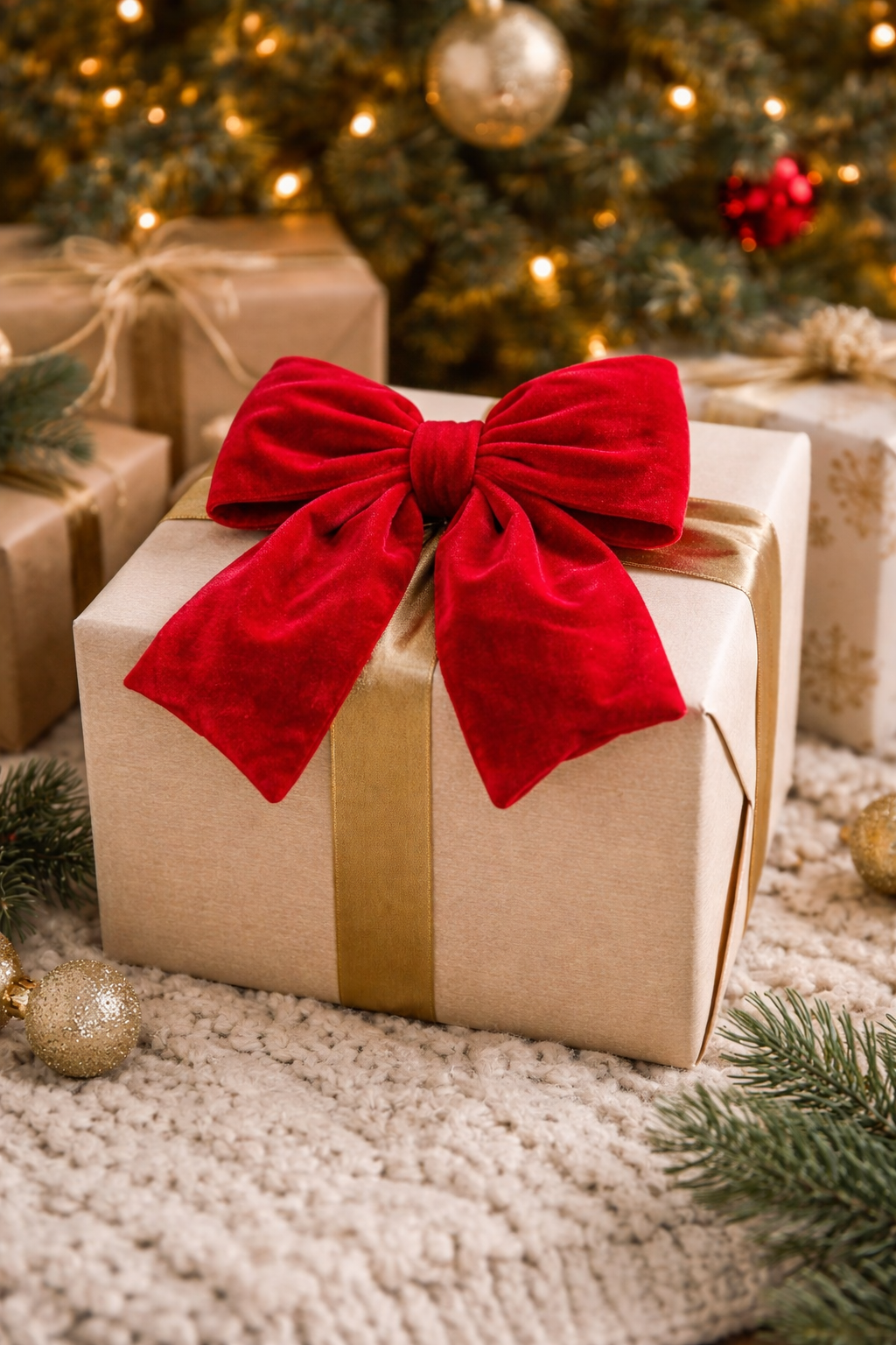 Red Velvet Bow – Elegant Christmas Tree Decoration – Mistletoe Home