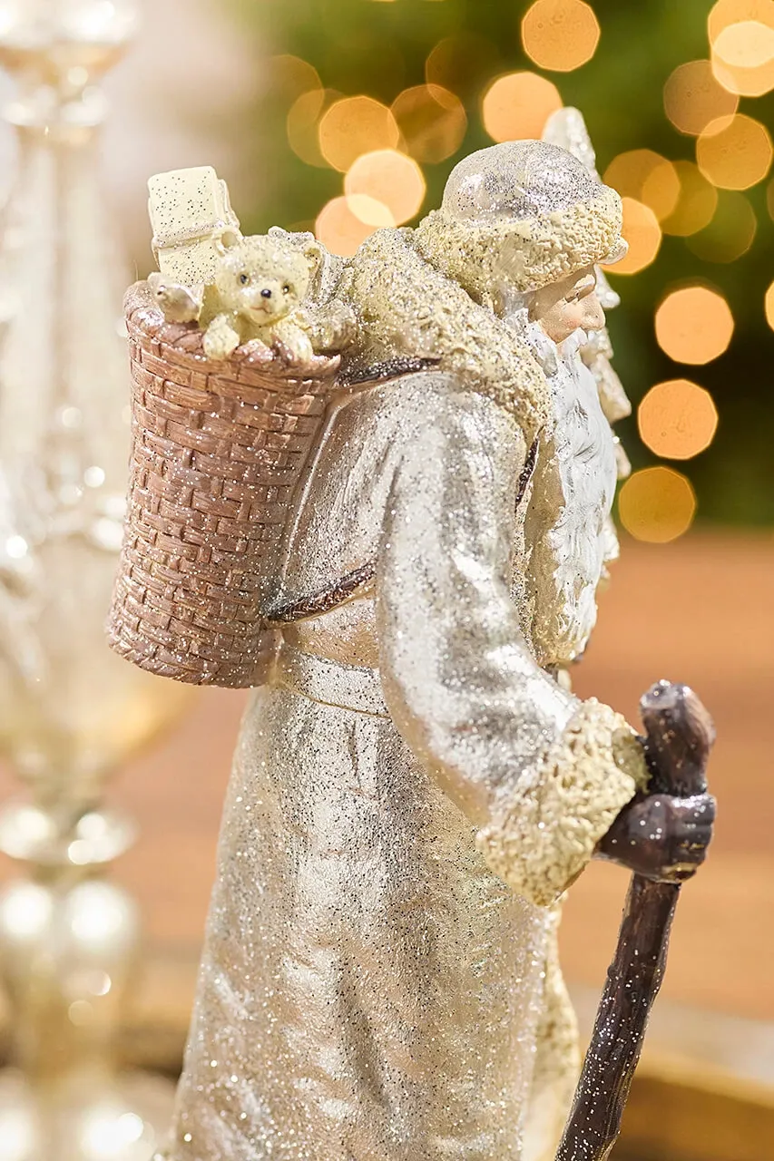 Regency International 13' Resin Glitter Vintage Santa With Tree & Staff