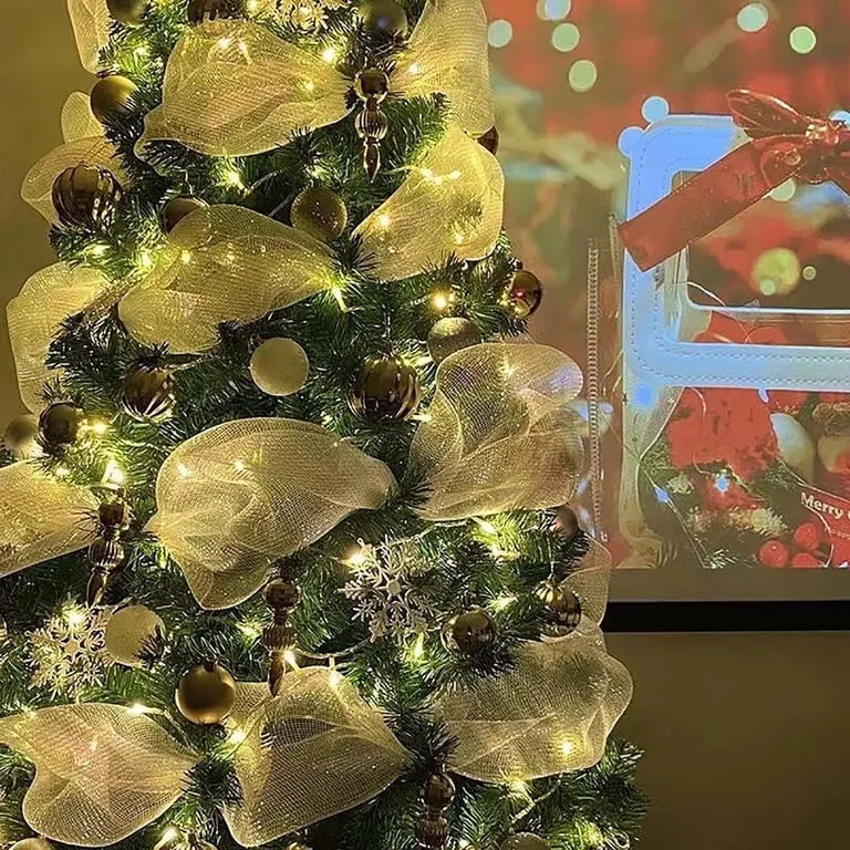 Ribbon Christmas Garland Gold Metallic Ribbon Christmas Tree Garlands Balsam Hill