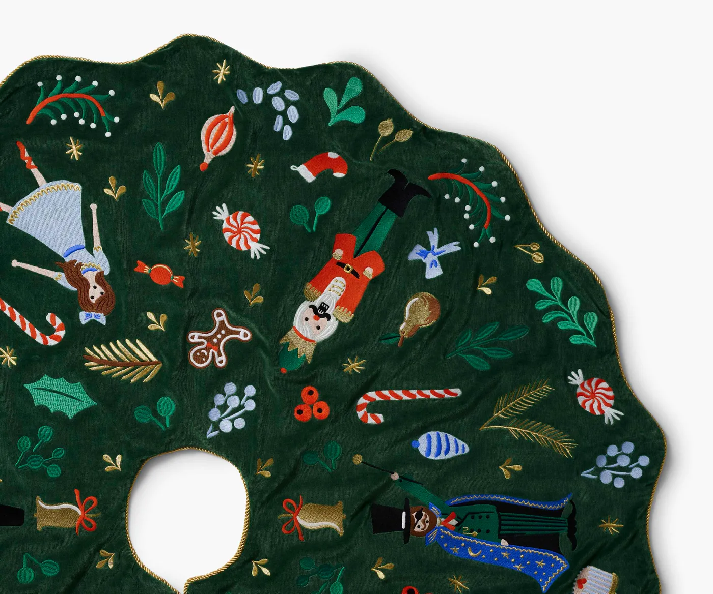 Rifle Paper Co. Embroidered Tree Skirt Nutcracker