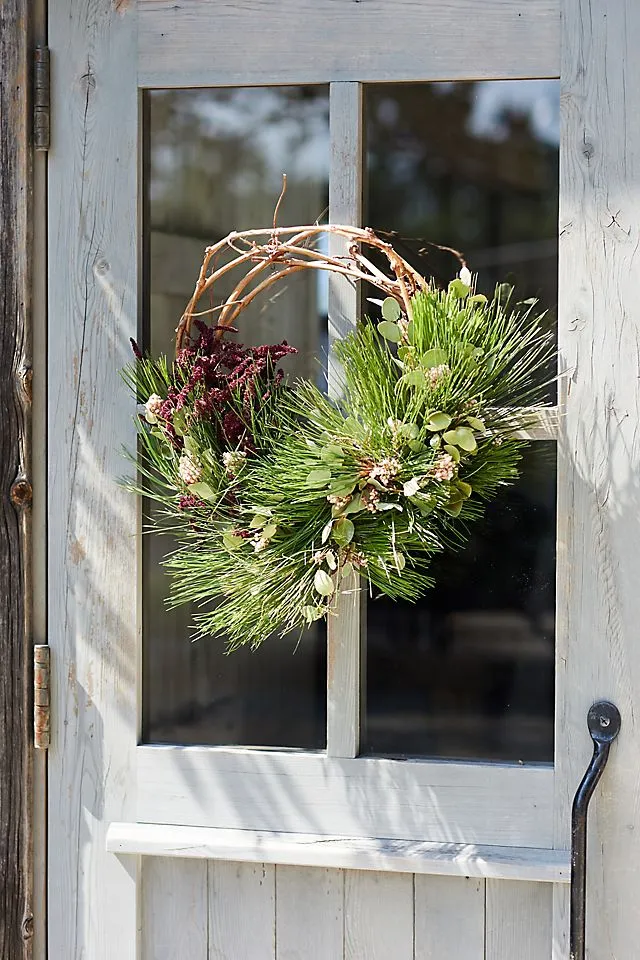Right Side Hand Fresh Ponderosa Pine + Dried Florals Wreath | Terrain