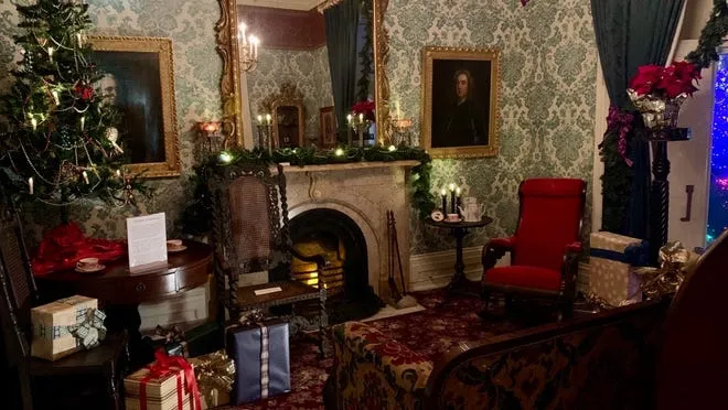 Rockwood's Gothic mansion decorated for Christmas