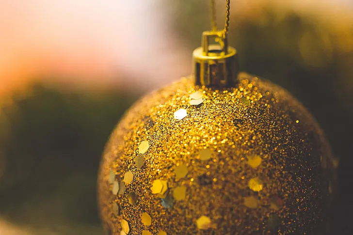 Royalty-Free photo: Glitter Christmas Decoration Close Up | PickPik