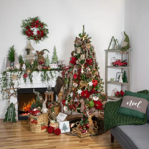 Rustic Wooden Christmas Tree with Star Decoration - 25.5' | Christmas