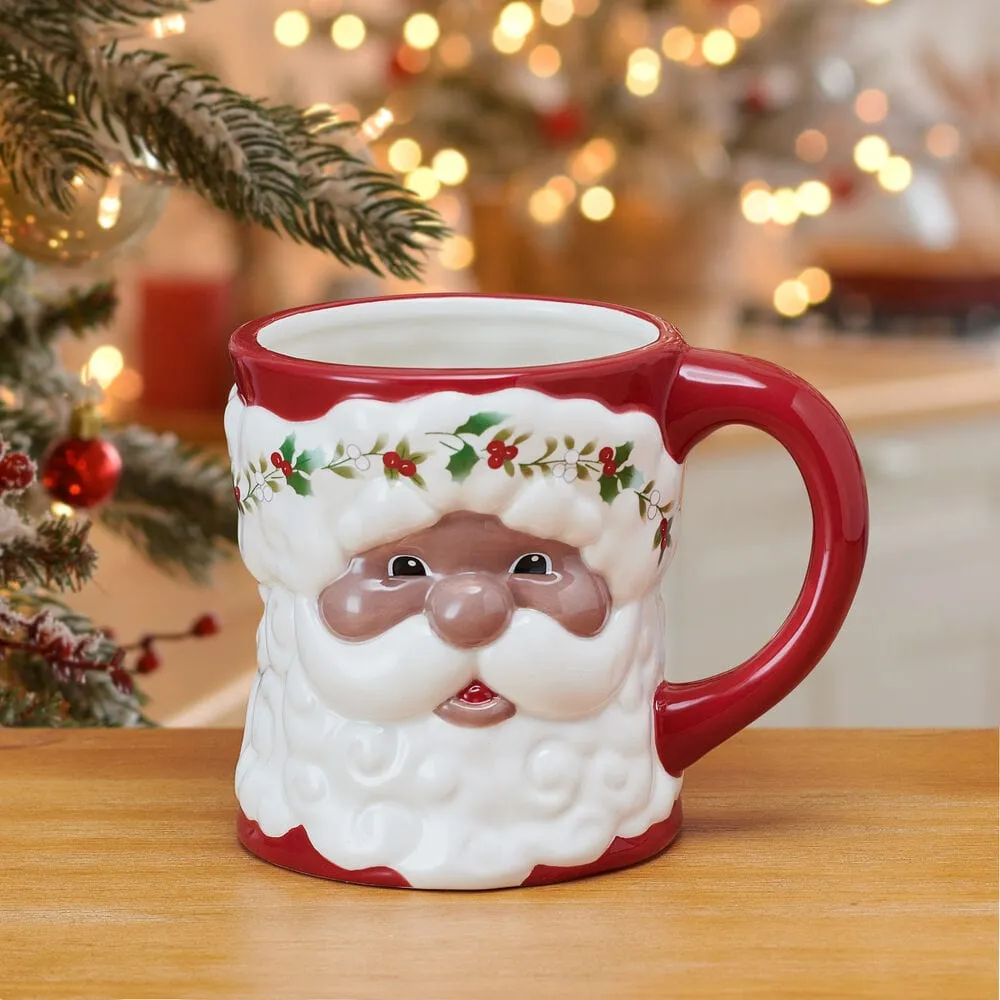 Santa Mug Ornament Vintage, Santa Mug, Porcelain Sledding Bears, Christmas  Tree, Traditional, Christmas, Floral Arrangement, 15',