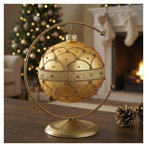 Satin gold Christmas tree with golden decorations, blown glass, 4 in | online sales on HOLYART.co.uk