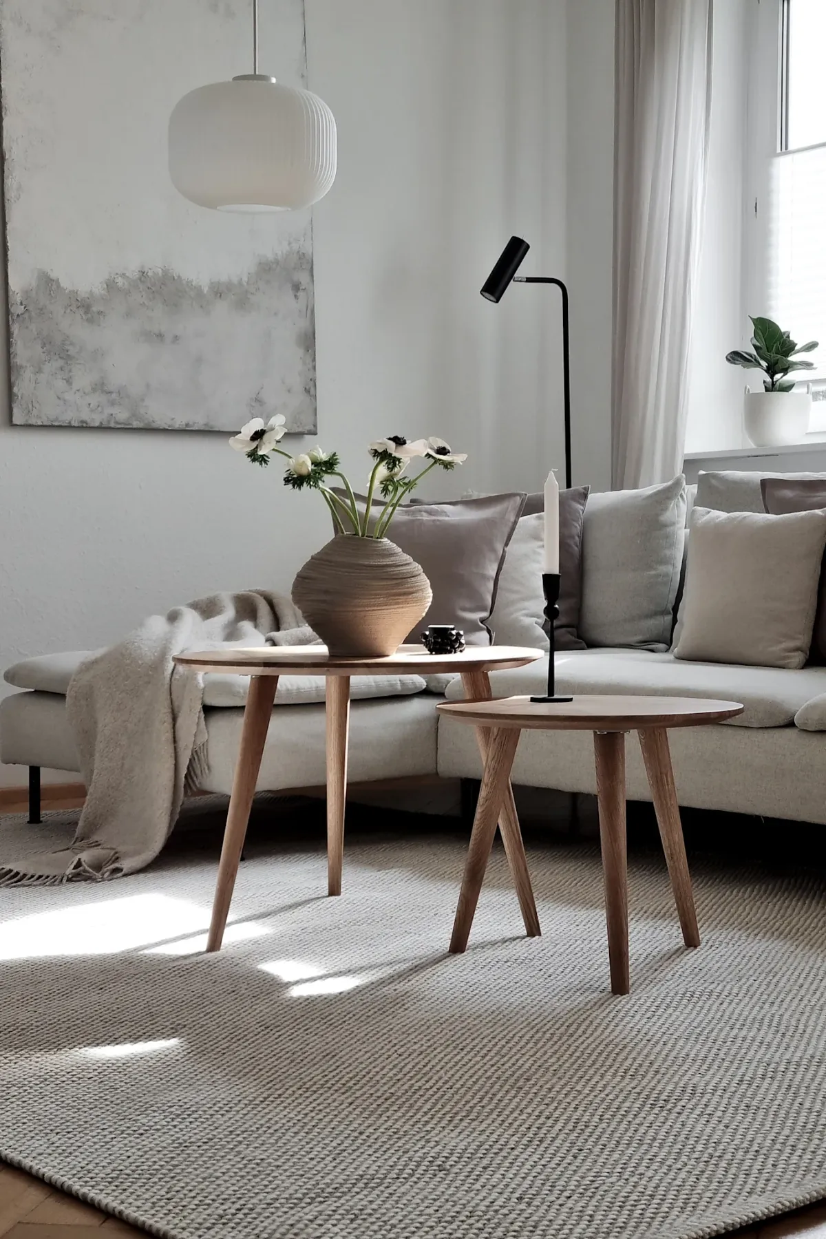 Scandinavian Hygge Cozy Scandinavian Living Room With Beige Knit Throw,  Candles, And Fireplace: Hygge Home Interior