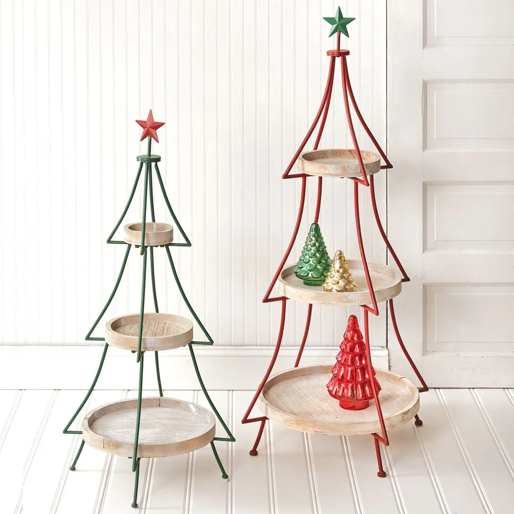(Set of 2) Tiered Christmas Tree Display Stands