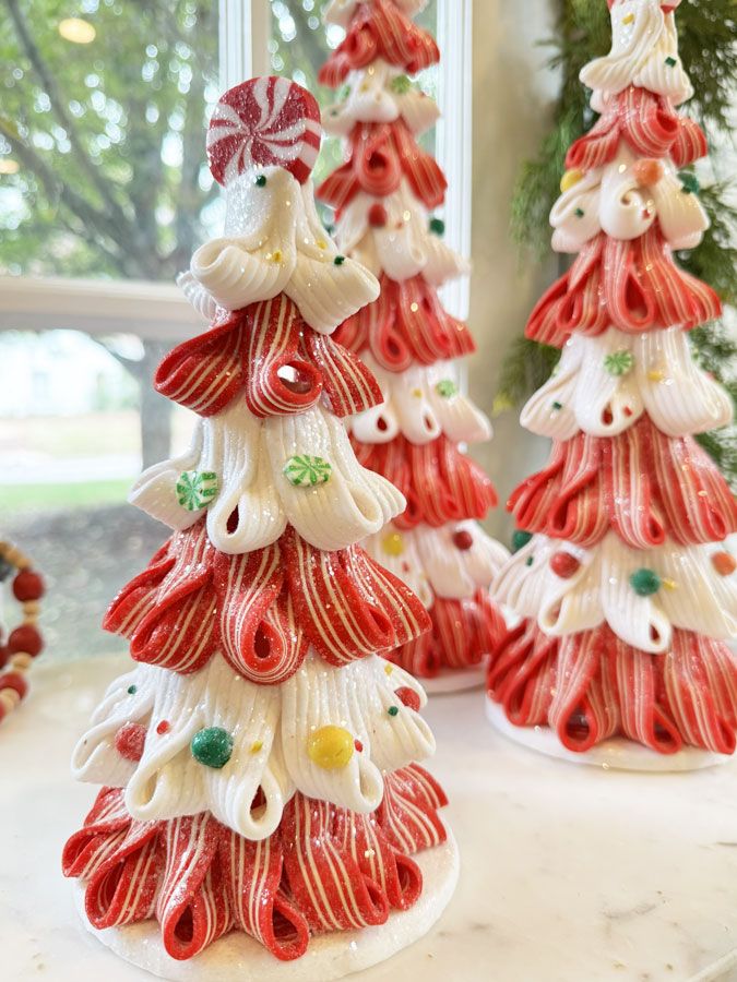 Set of 3 Clay Dough Holiday Peppermint Candy Trees - NEW 2024