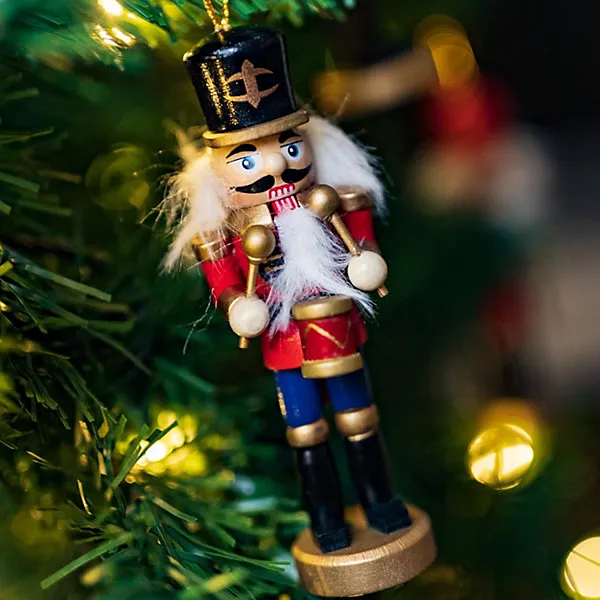 Set of 4 Nutcracker Pendants Tree Decoration Hanging Festive Décor  Traditional Wooden Nutcracker