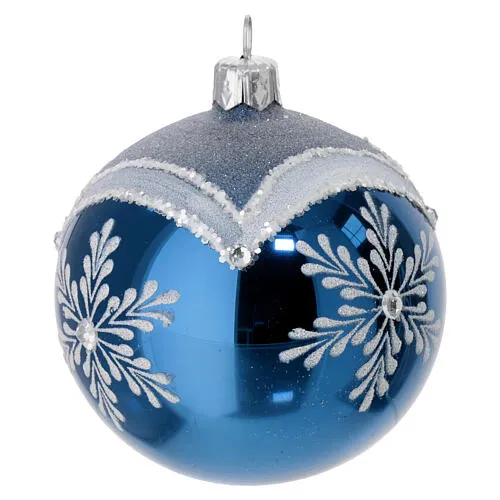 Set of 6 shiny blue Christmas baubles decorated in blown glass 80 mm |  online sales on HOLYART.com
