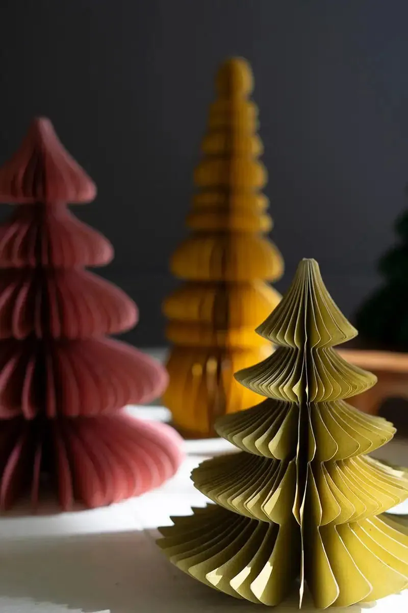 Set of Six Jewel Tone Accordion Paper Christmas Trees