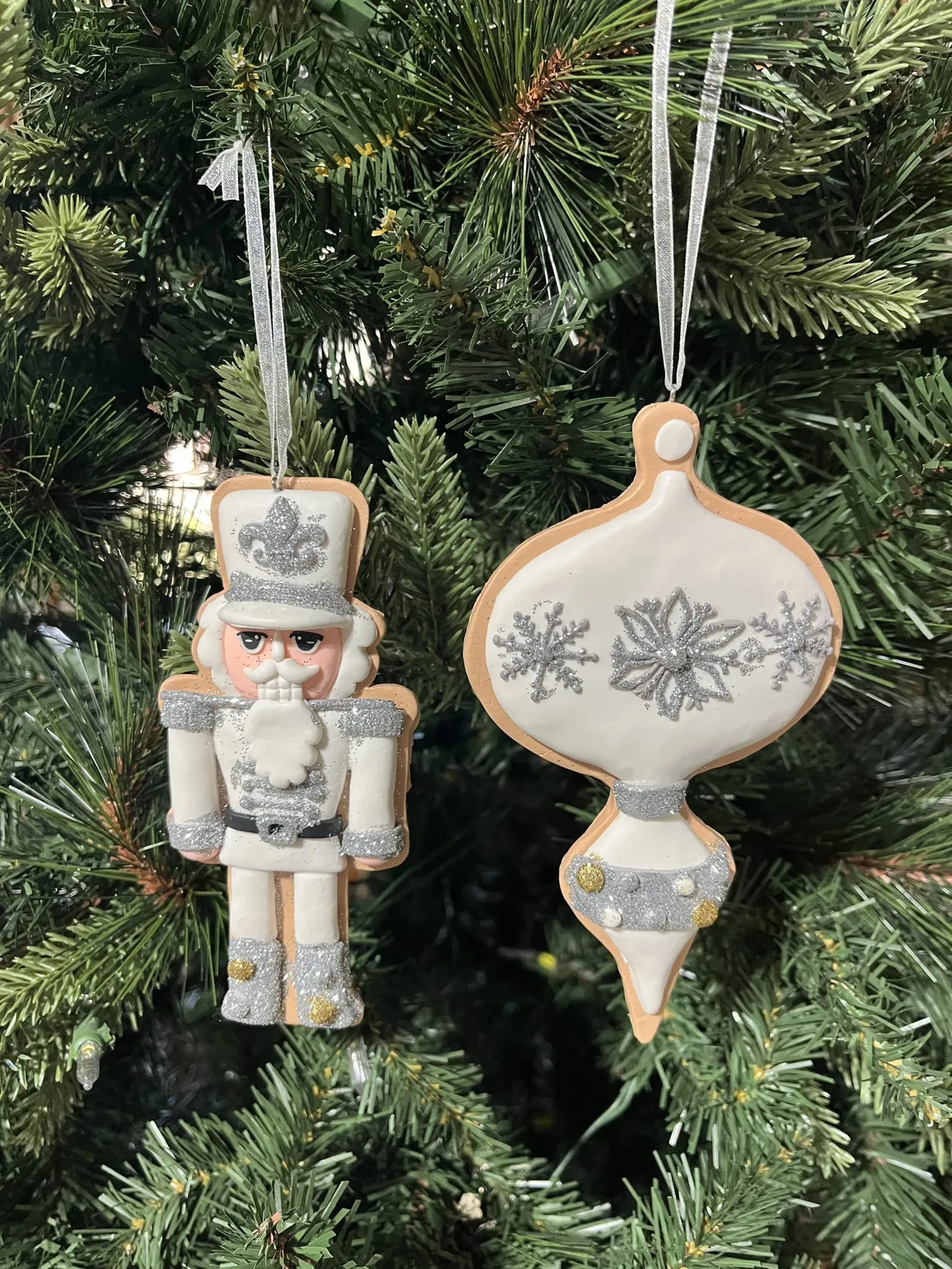 Set of Two Gingerbread White Royal Cookie Ornaments - The Crafty Decorator