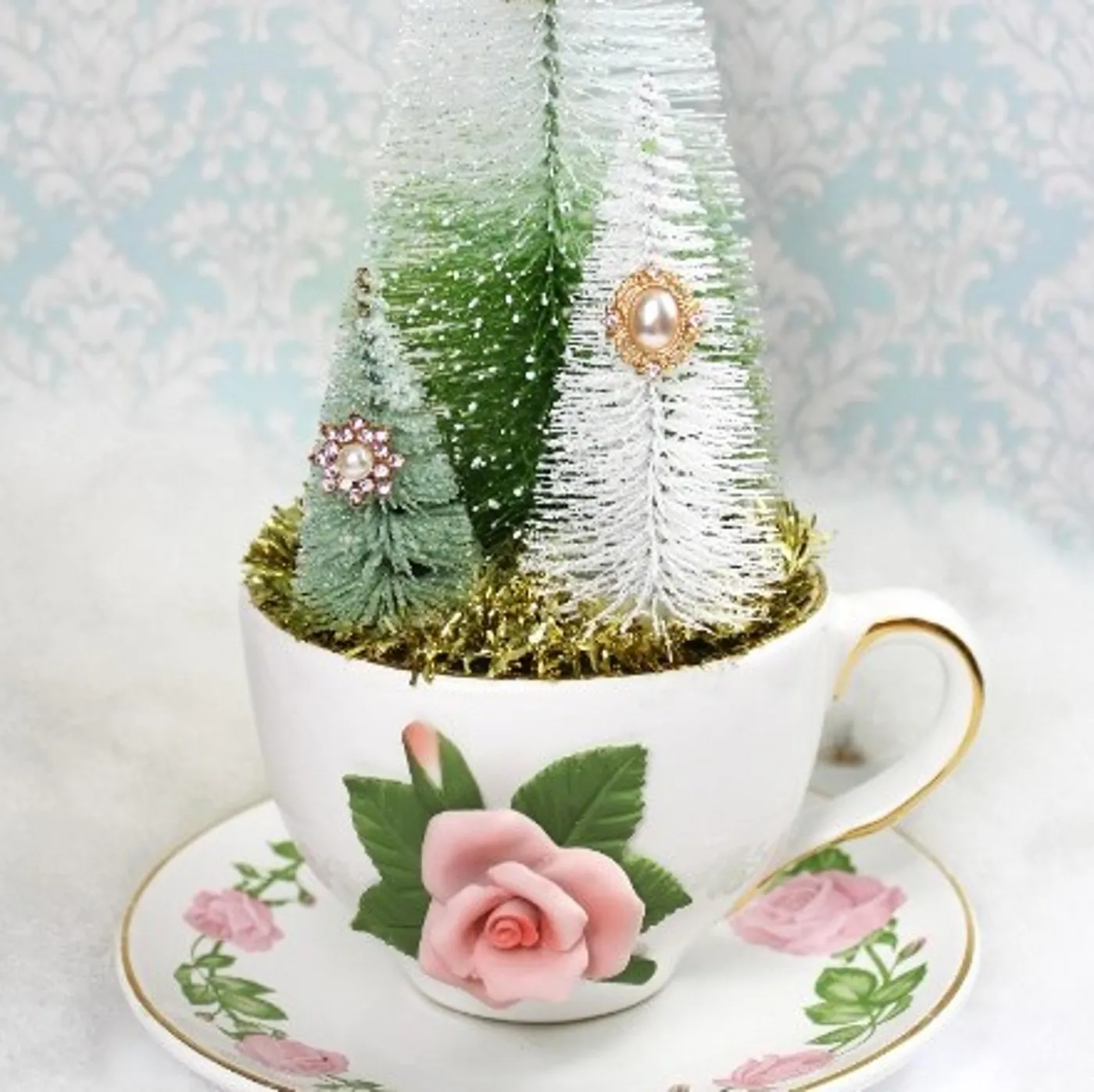 Shabby Chic Christmas Bottle Brush Trees: | Mercari