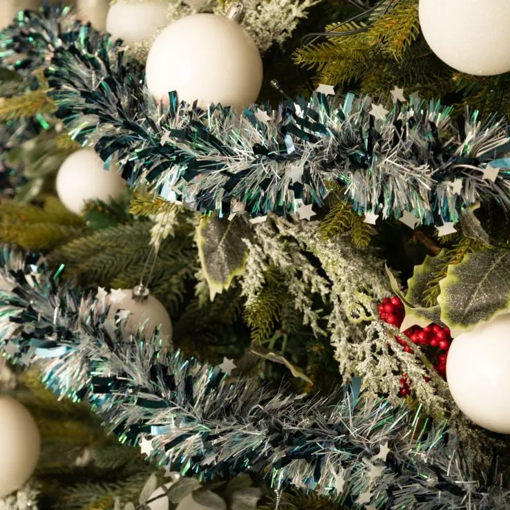 Silver, Blue and Iridescent Tinsel - Christmas Decoration