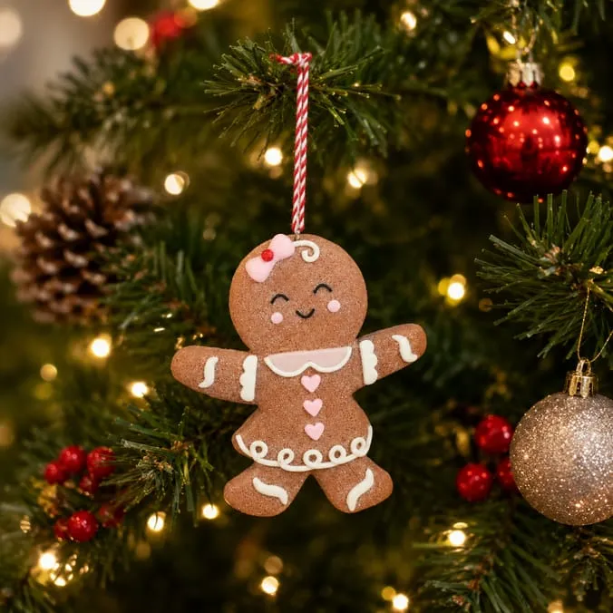 Sleigh Bells Gingerbread Hanging Decoration - Girl | Home Bargains