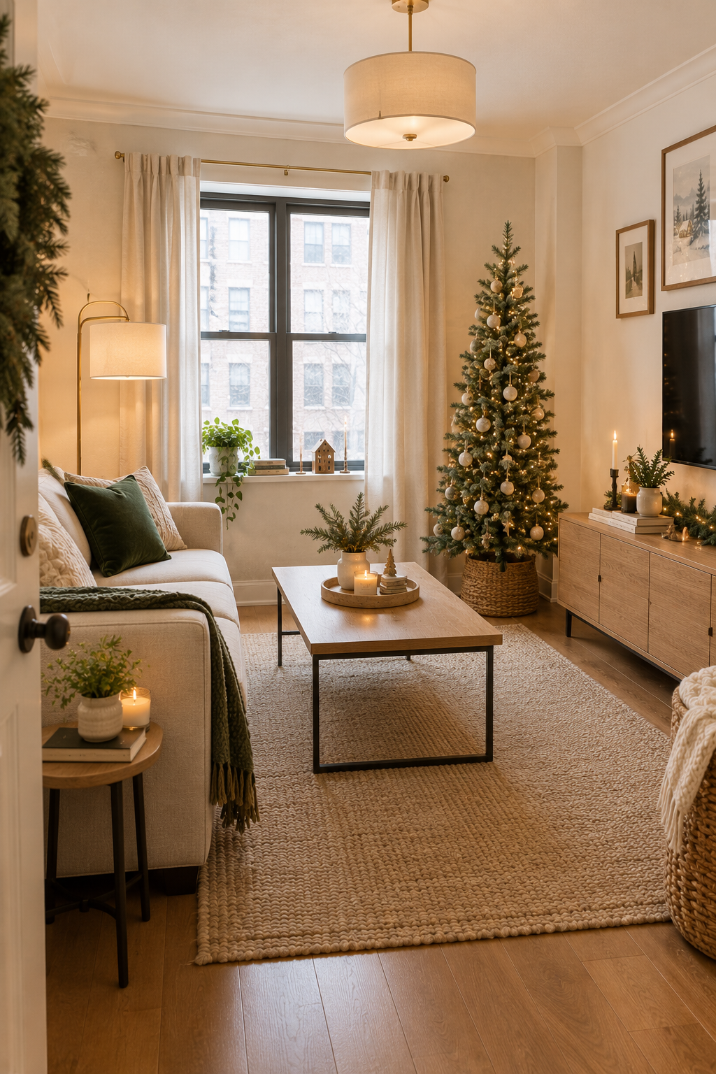 Small apartment Christmas decor ideas that save space