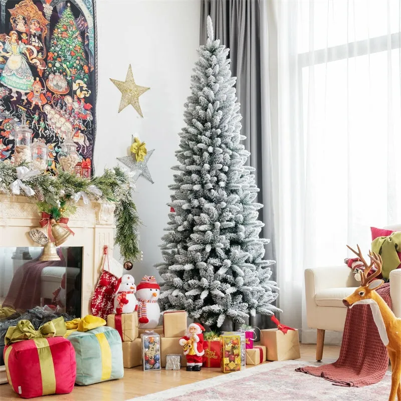 Snow Flocked Pencil Christmas Trees - Holiday Decorations | Bestoutdor