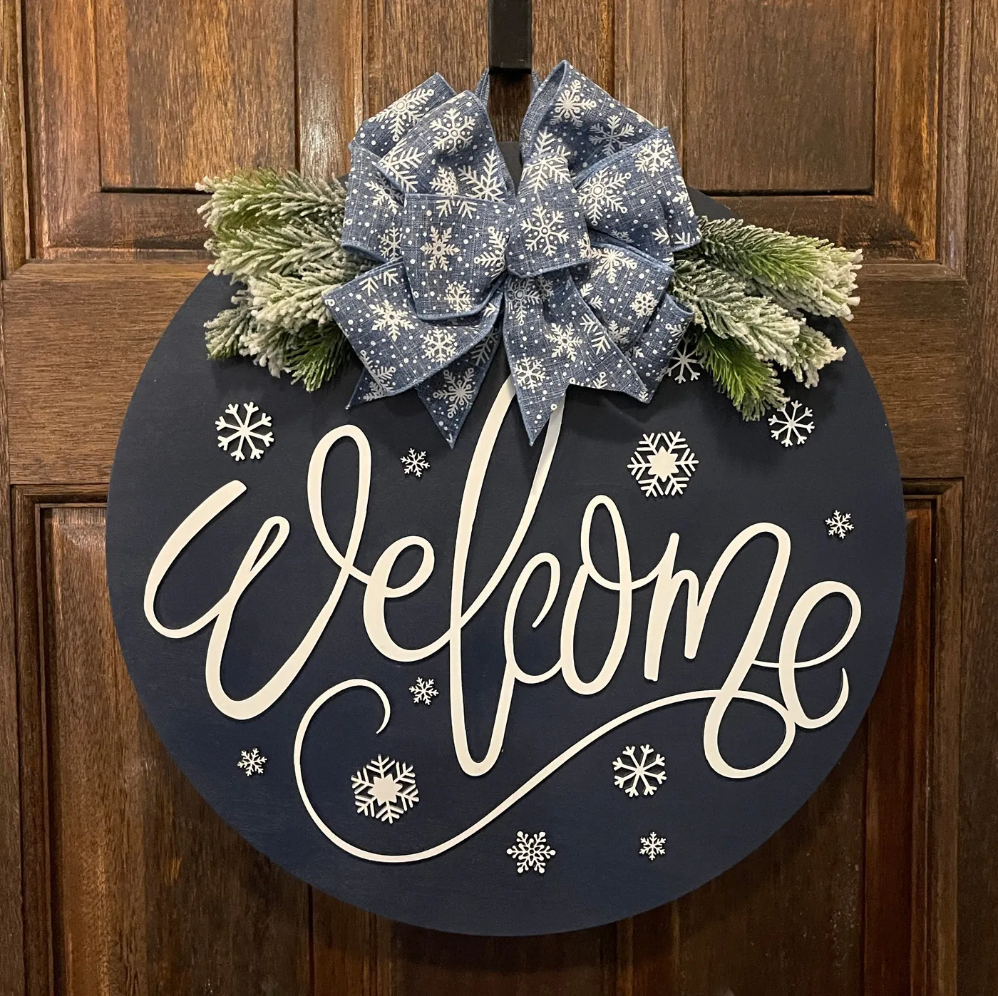 Snowflake Welcome Door Hanger – Rustic Roots Decor