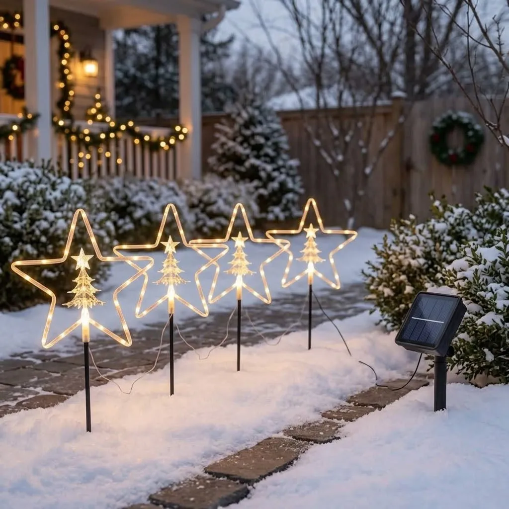 Solar Christmas Garden Pathway Lights 4-Piece Set – gemelli-collections