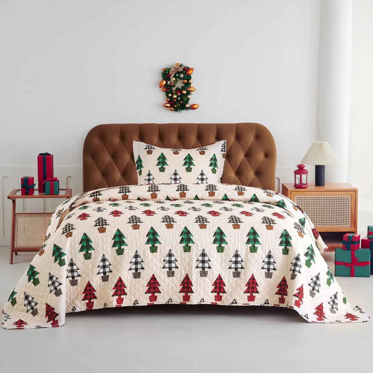 Spirit Linen Home Holiday Collection Quilt Set 3 Piece
