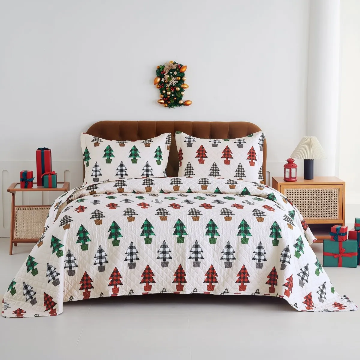 Spirit Linen Home Holiday Collection Quilt Set 3 Piece