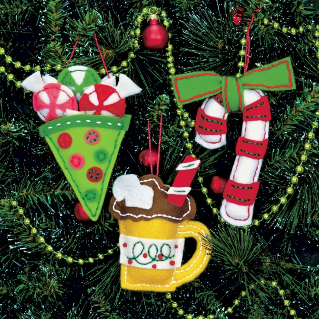 Sweet Treat Felt Christmas Ornaments Kit - Felt Craft Kits at Weekend Kits