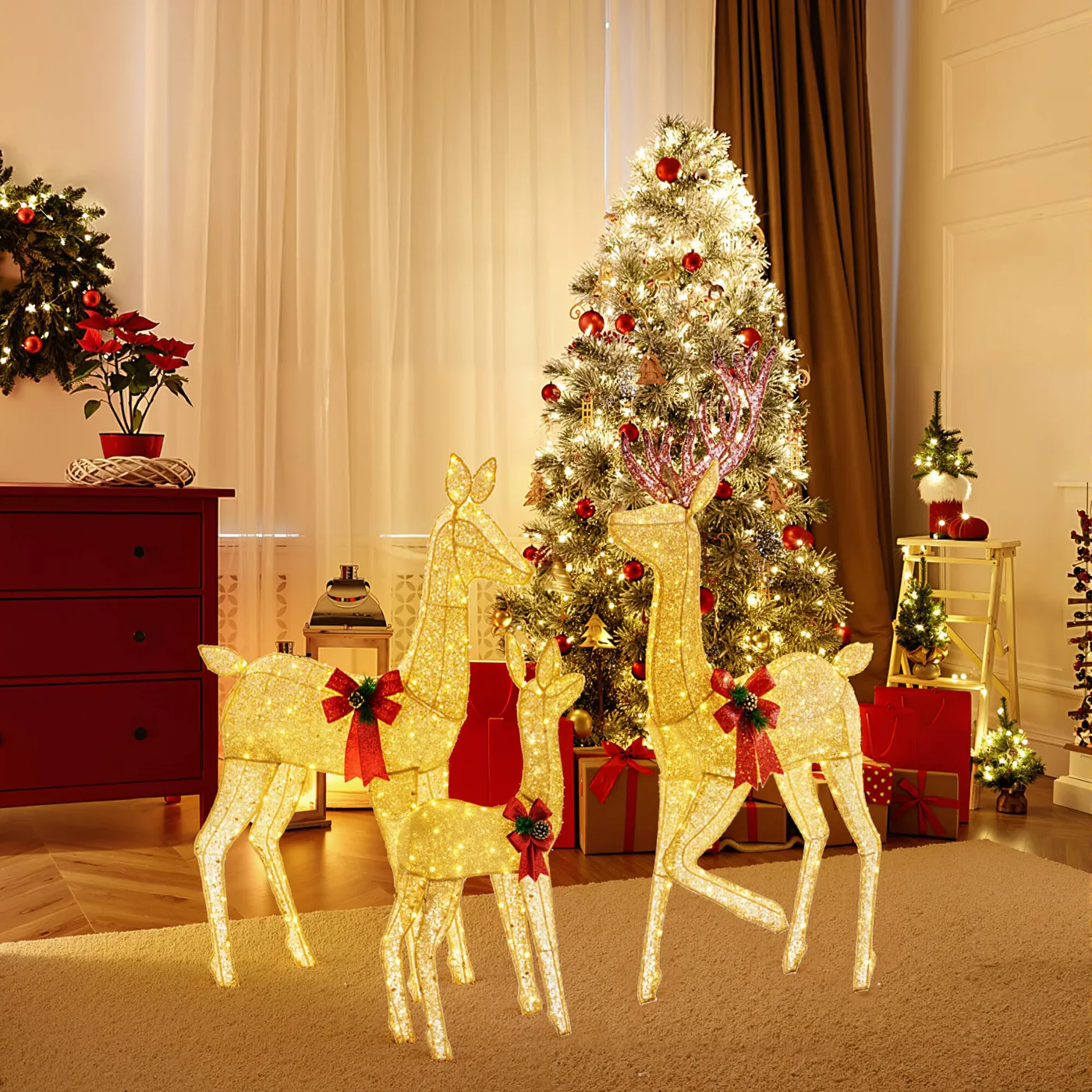 Sweetcrispy Illuminated Reindeer Trio - Outdoor Christmas Decor