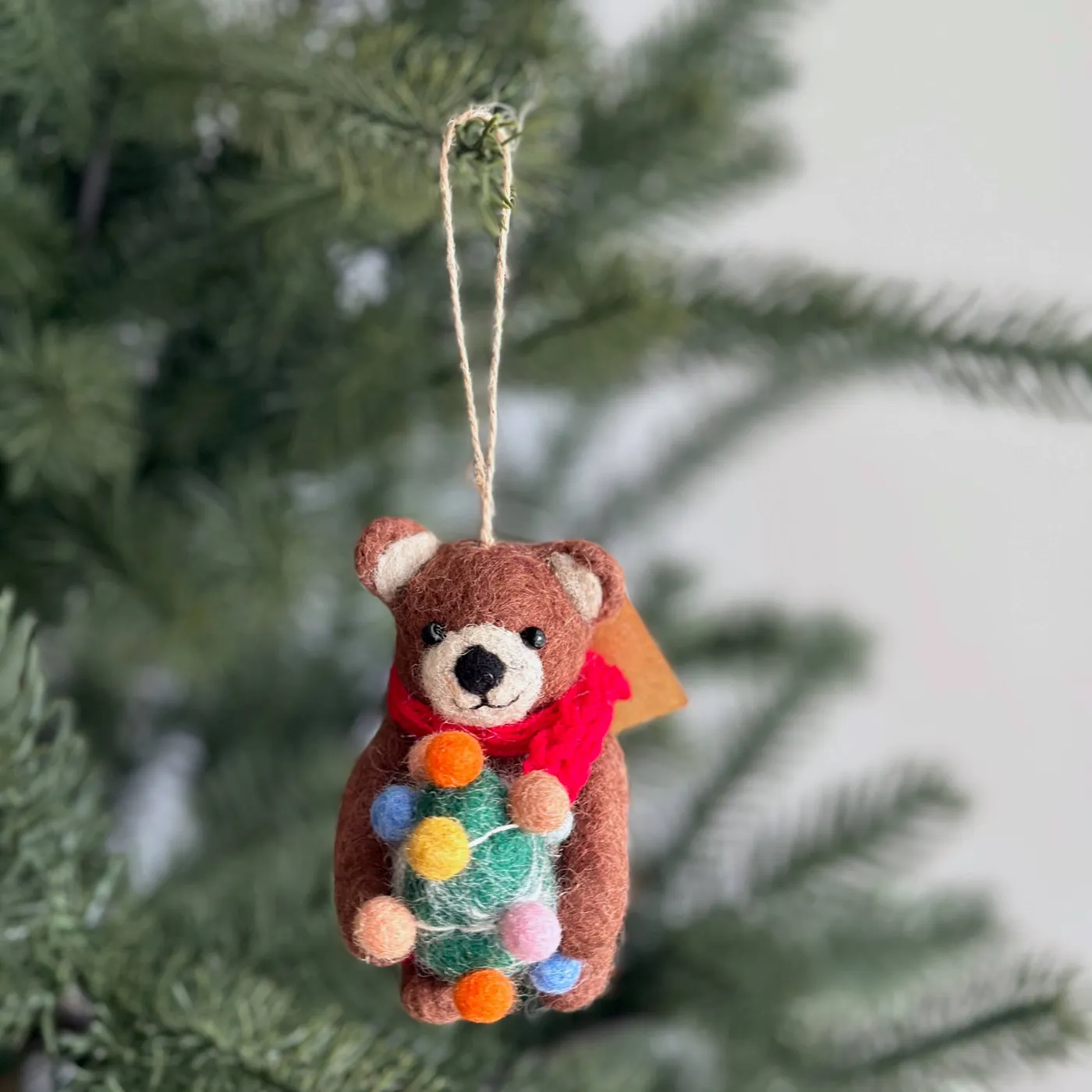 Teddy Bears Ornament Teddy Bear Ornament Hand-Felted Wool Holiday Decor