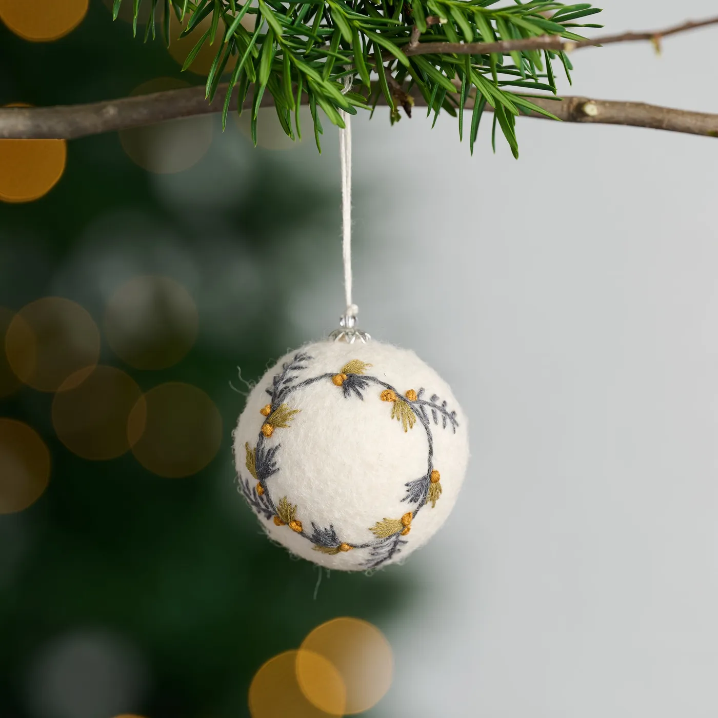 Ten Thousand Villages Lovely Wreath Embroidered Felt Ball Ornament