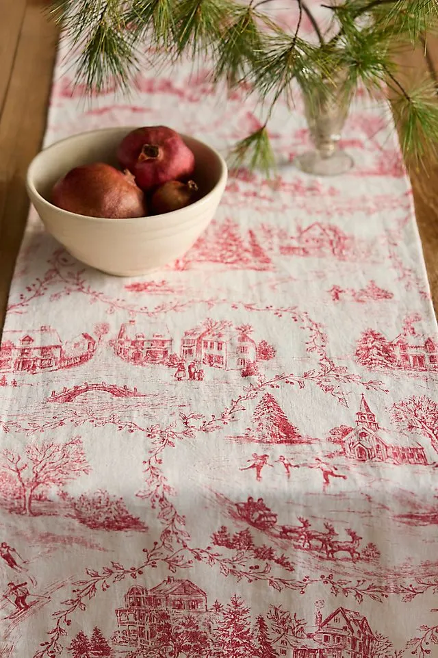 Terrain Holiday Toile Linen Runner | Anthropologie