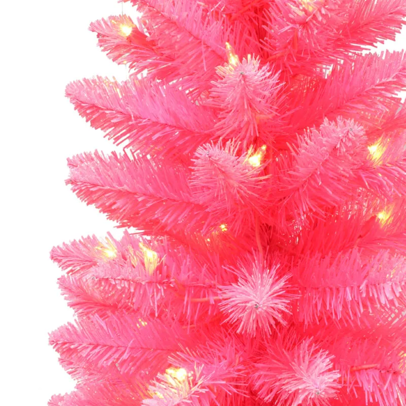 The Holiday Aisle® Pink Frosted 6.5' Pre-Lit Spruce Christmas Tree &  Reviews | Birch Lane