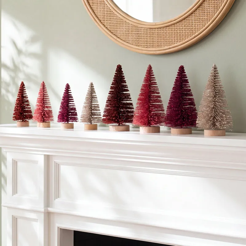 The Holiday Aisle® Sisal Bottlebrush Table Tree Set | Birch Lane