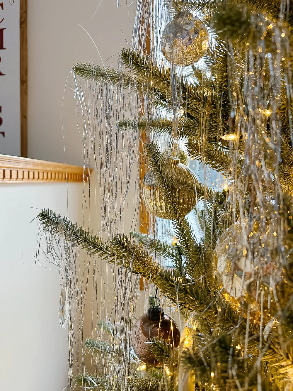 This Year's Very Sparkly Tinsel Christmas Tree - Making it in the Mountains
