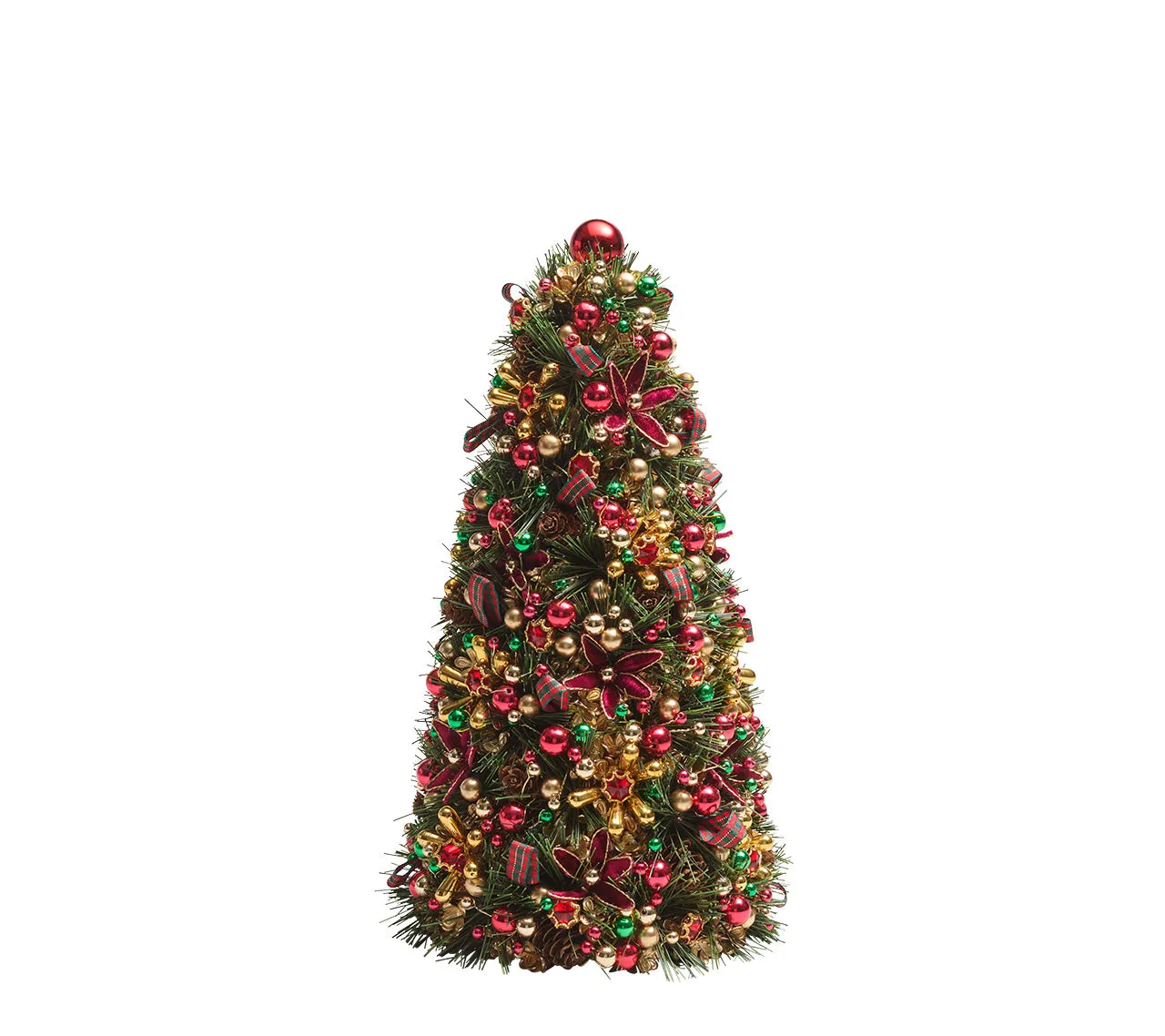 Tinsel Xmas Tree in Green/Red & Gold, 12'
