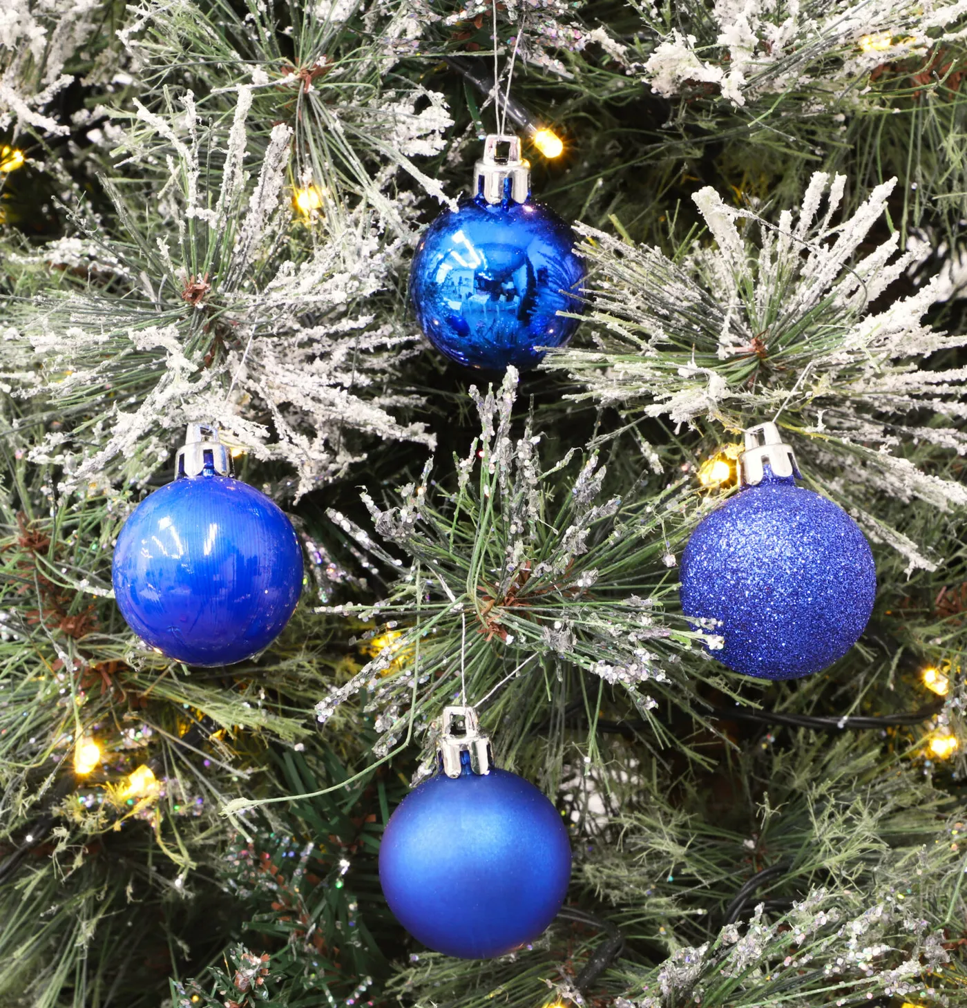 Toyland® Pack Of 12-40mm Midnight Blue Baubles - Shiny, Matte & Glitter -  Christmas Tree Decorations - Christmas Shop