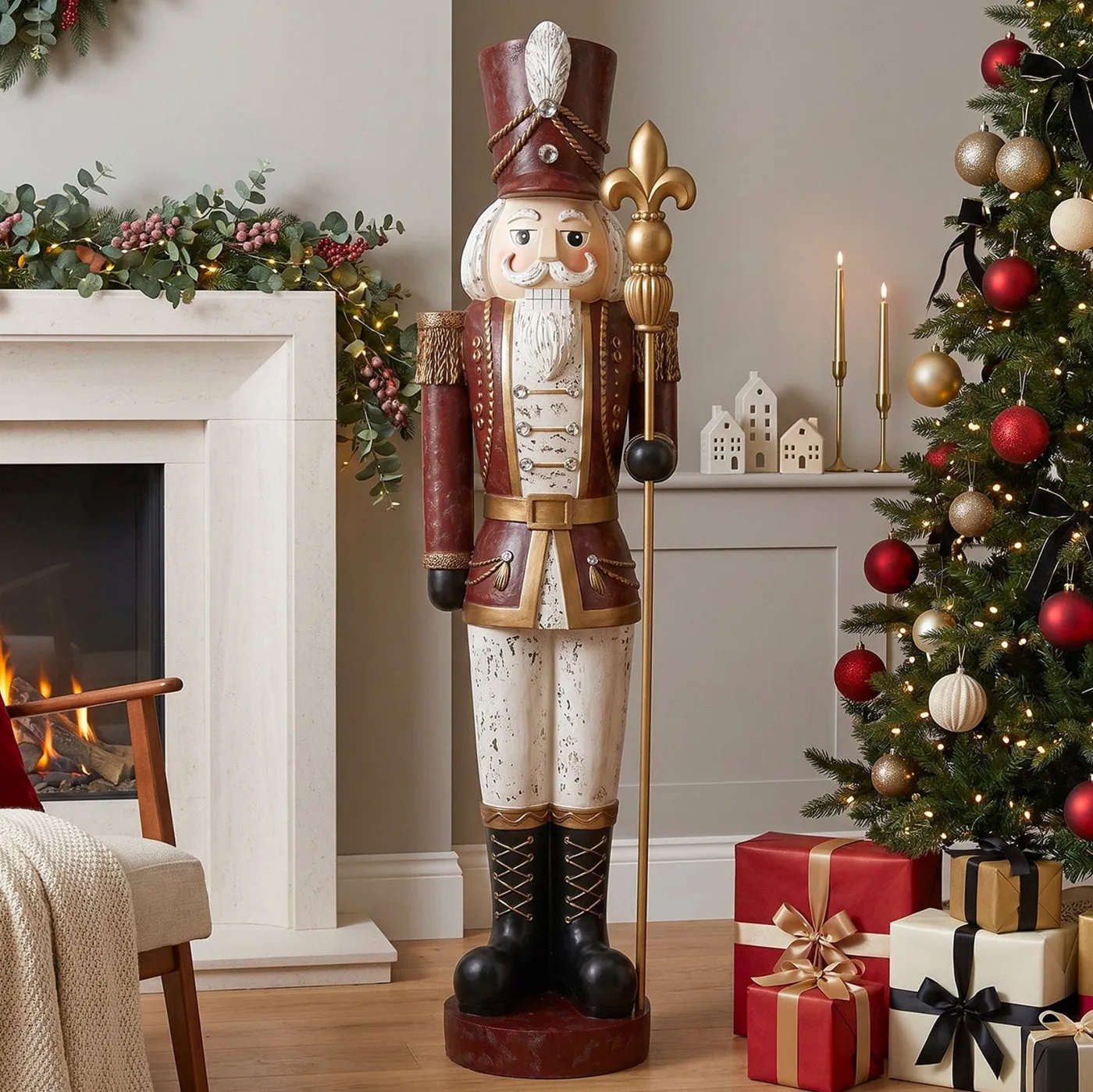 Traditional Christmas Nutcracker 6ft Traditional Vintage Christmas Nutcracker With Antique Effect And A Garden Trends