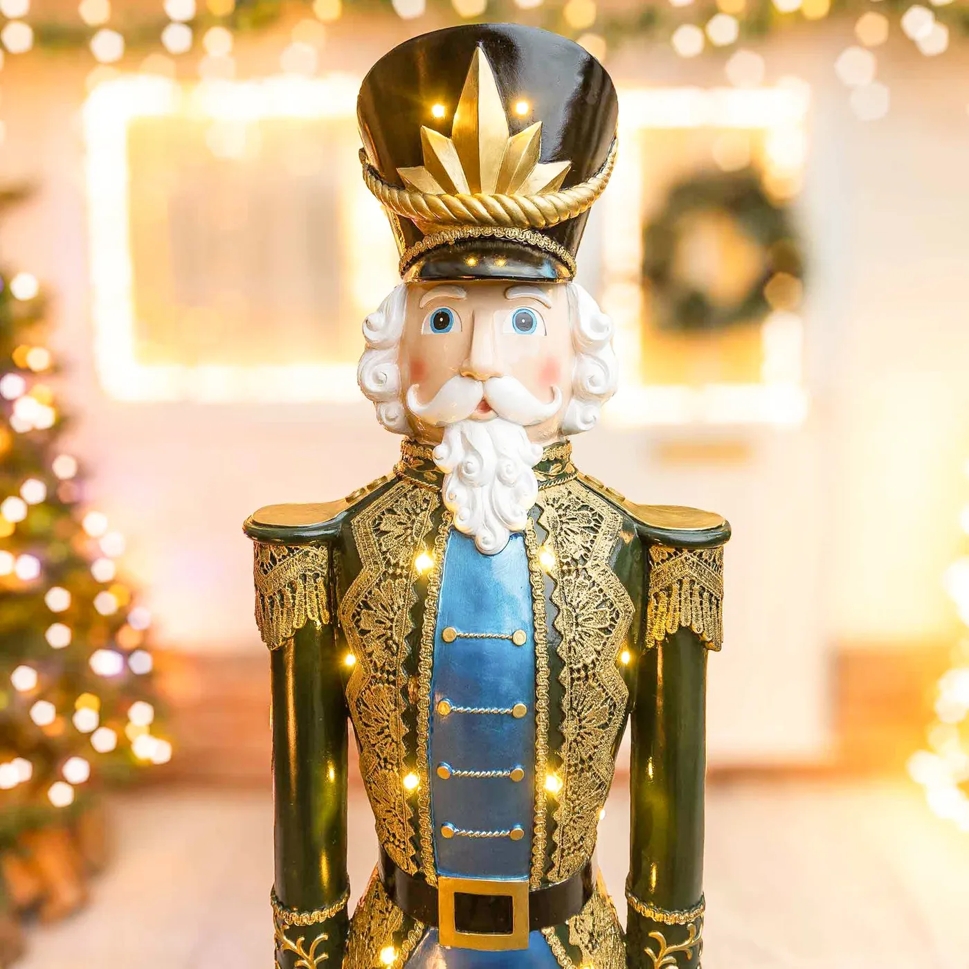 Traditional Nutcracker Soldier Christmas Holiday Decorative Nutcrackers Large Traditional Xmas Nutcracker Multi-Coloured With LEDs Garden