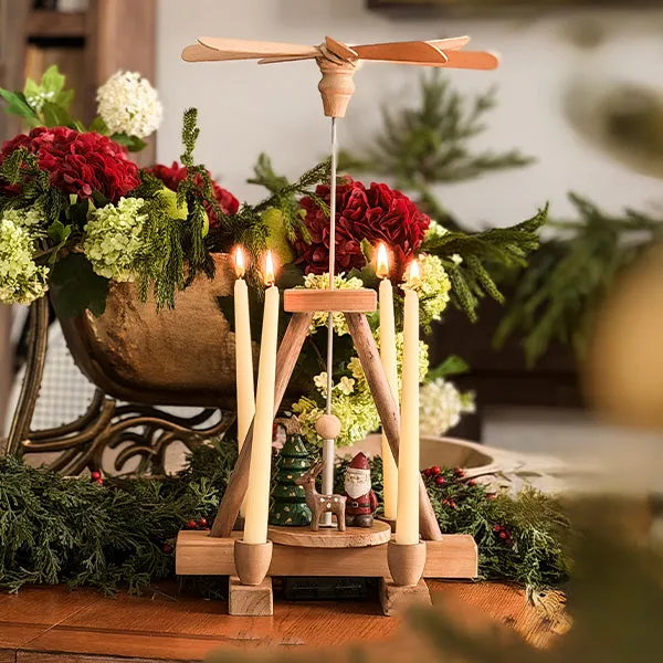 Traditional Wooden Christmas Pyramid Candle Holder with Rotating Platform  Fall Decorations promoting relaxation and tranquility – youngenergycrew.com