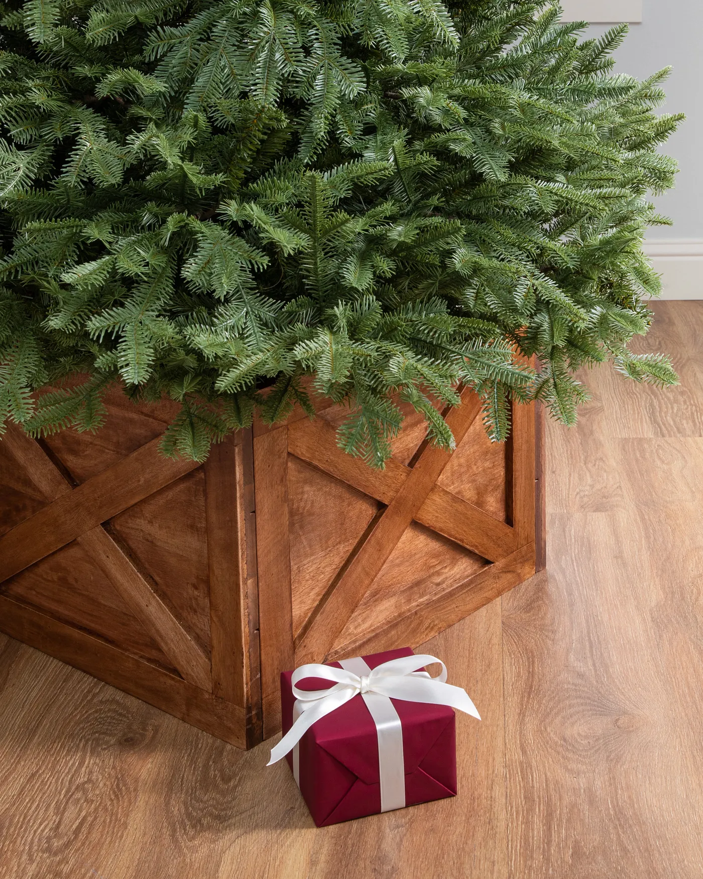 Tree Collar Christmas Box Wood 40' Wood Christmas Tree Collar XL Hexagon Christmas  Tree Bottom Cover