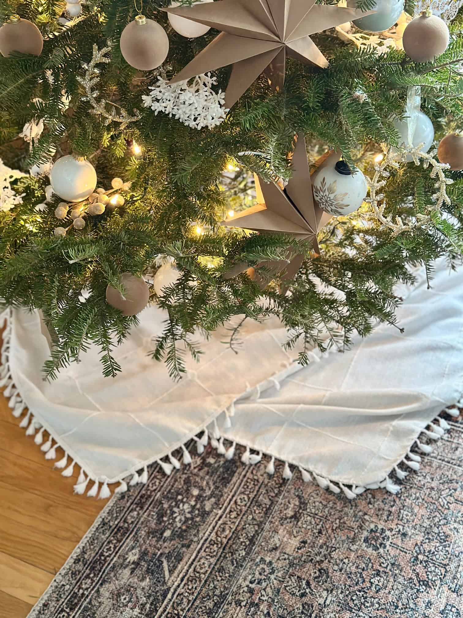 Tree Skirt Alternative Using What You Already Have - Celebrated Nest