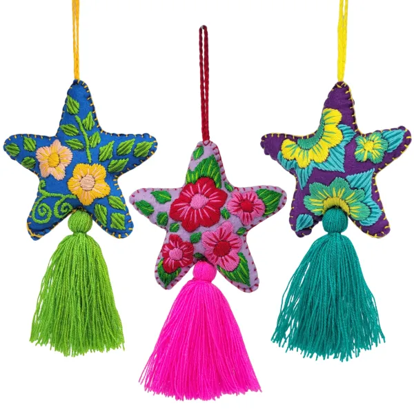 Unique Batik. star embroidered felt ornament