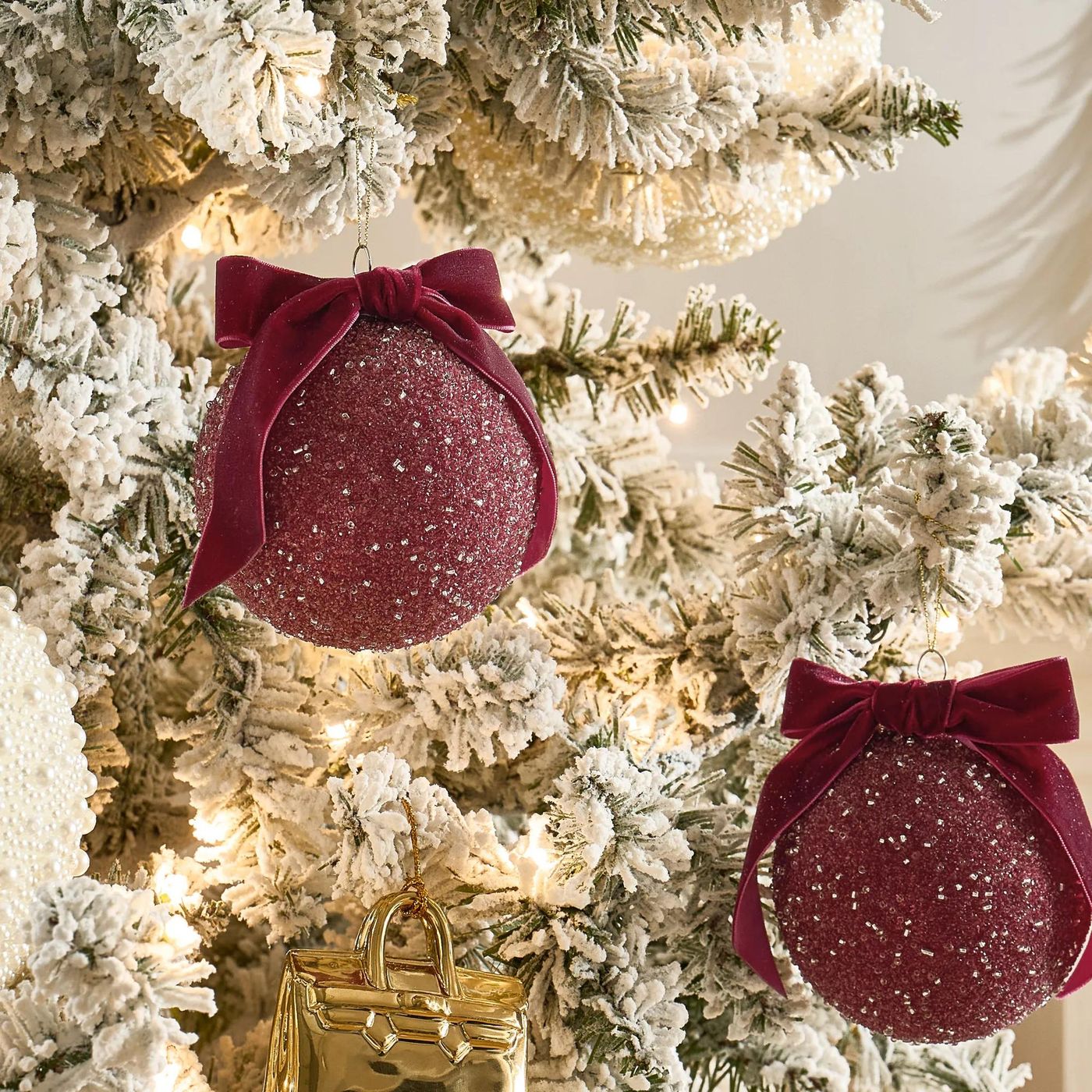 Velvet Bow Burgundy Glass Ornament Set of 2 | Z Gallerie