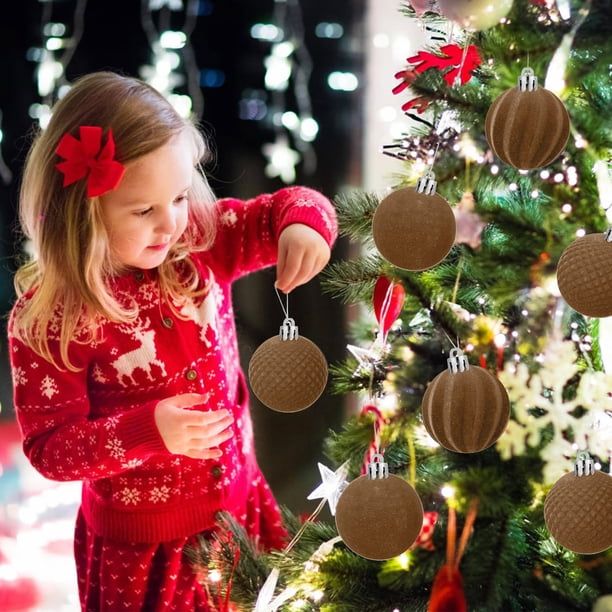 Velvet Christmas Baubles Brown Velvet Ornaments 12 Pcs Velvet Christmas  Ornaments Balls Brown Velvet Ornaments For Christmas Tree Flocked  Shatterproof Ball Xmas Tree Hanging Decorations New Year Gre