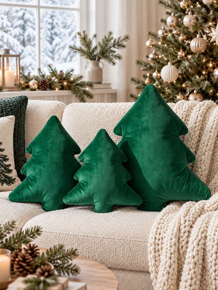 Velvet Christmas Tree Throw Pillow, Christmas Tree Shaped Pillow,  Comfortable Soft Velvet Filled Modern Luxury Decorative Pillow, Suitable  For Christmas Decoration Home Sofa Bed | SHEIN EUR
