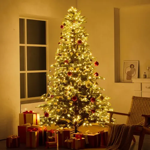 VEVOR Christmas Tree, 7.5ft Prelit Artificial Xmas Tree, Full Holiday Decor  Tree with 700 Warm White LED Lights, 1319 Branch Tips, Metal Base for Home  Party Office Decoration | VEVOR EU