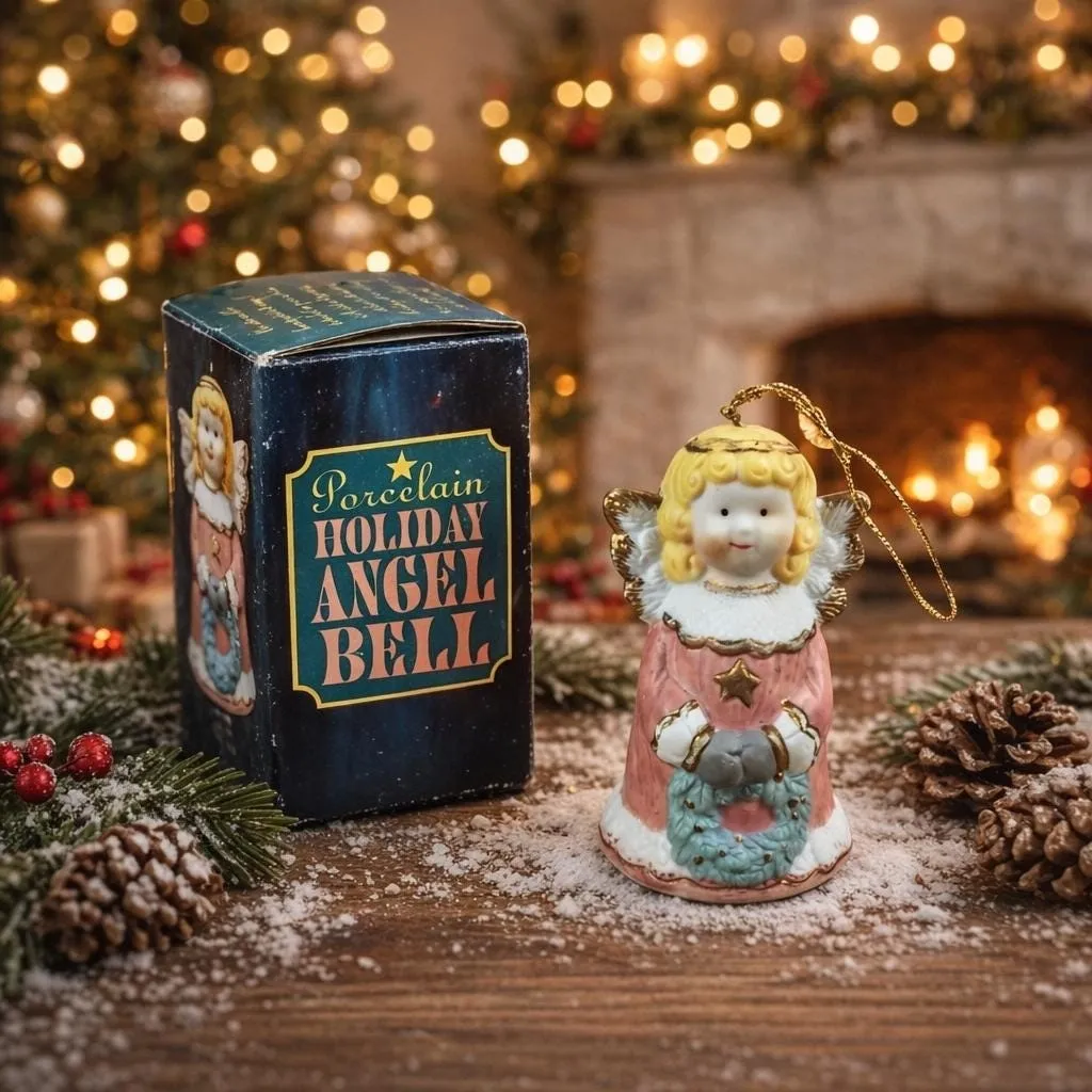 Vintage 1995 Pink Angel Bell Ornament Ceramic Christmas Decor with Box –  The Rustic Ivy