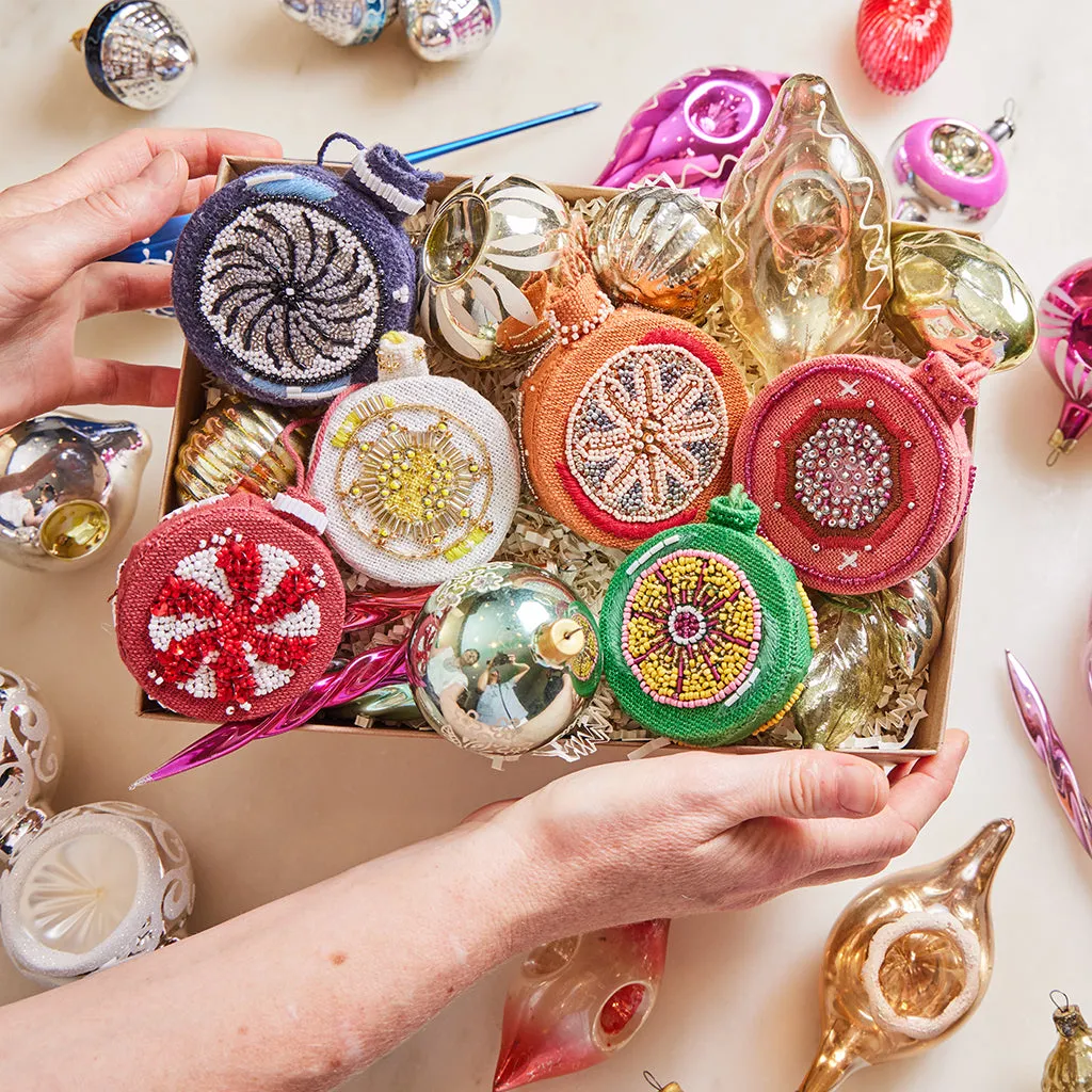 Vintage Bauble Beaded Ornaments - Set of 6 | Handmade Christmas Decorations – Craftspring