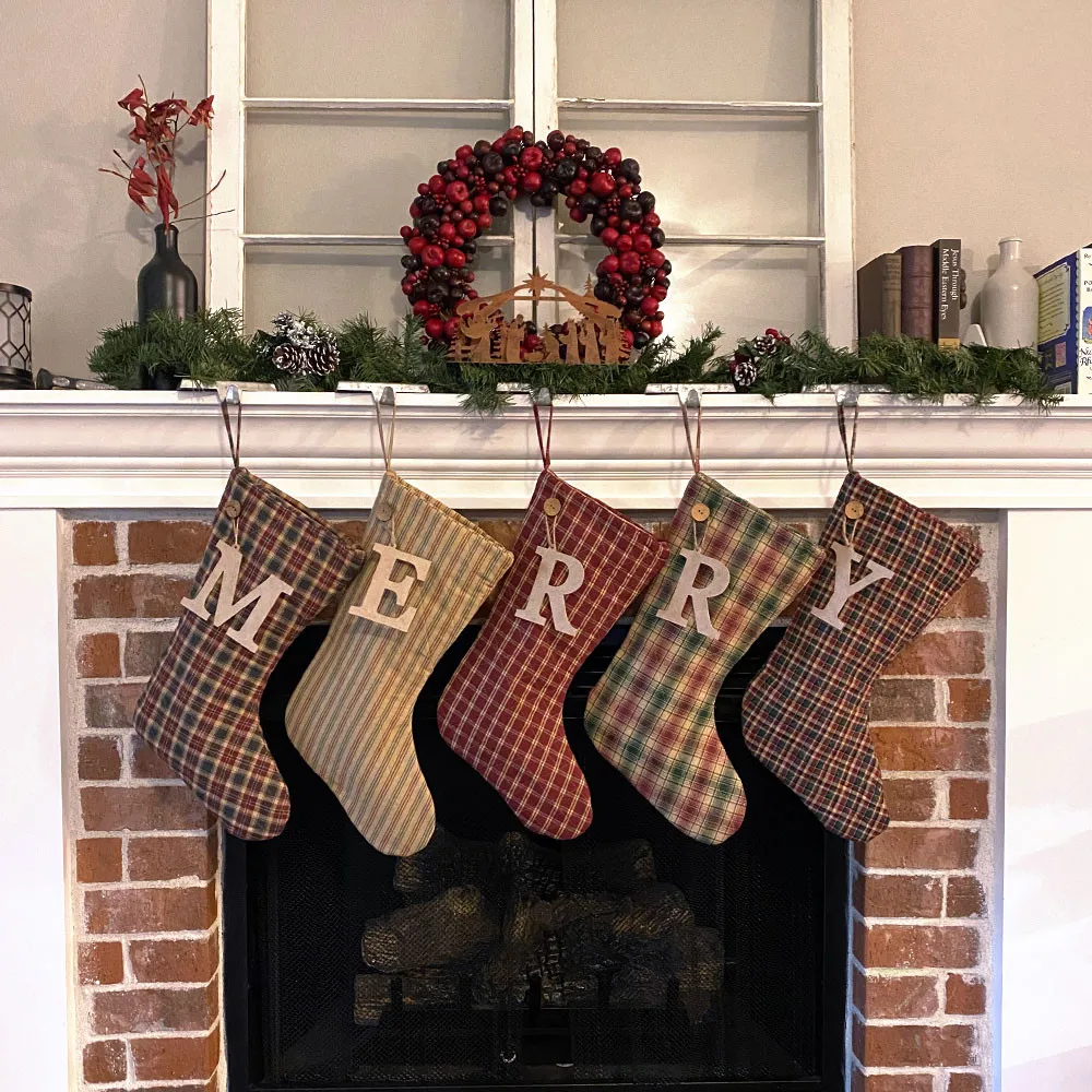 Vintage Christmas 1 Plaid Quilted Christmas Stocking With Personalized  Letter Charm by Marilee Home - Jubilee Fabric
